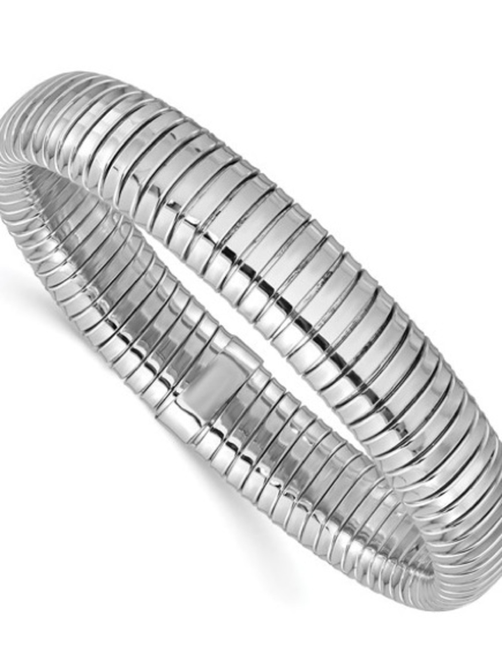 Herco Sterling Silver Rhodium Plated Fancy Stretch Bracelet | 925 Silver 12.5mm